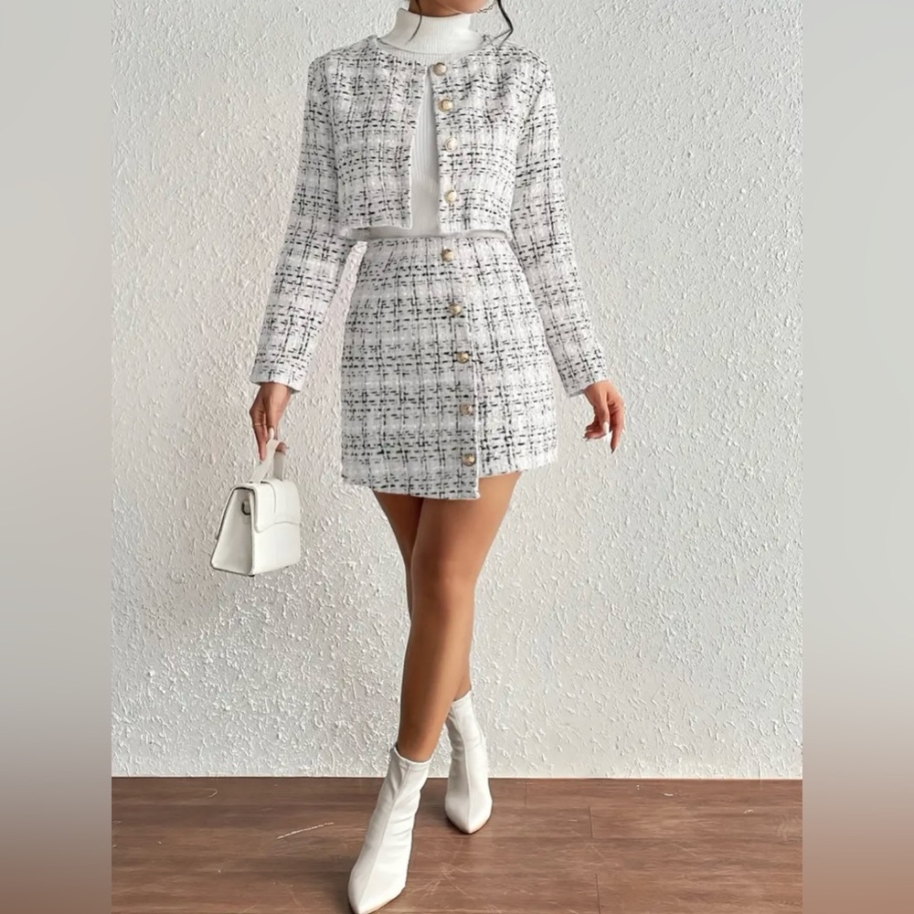 New tweed skirt suit